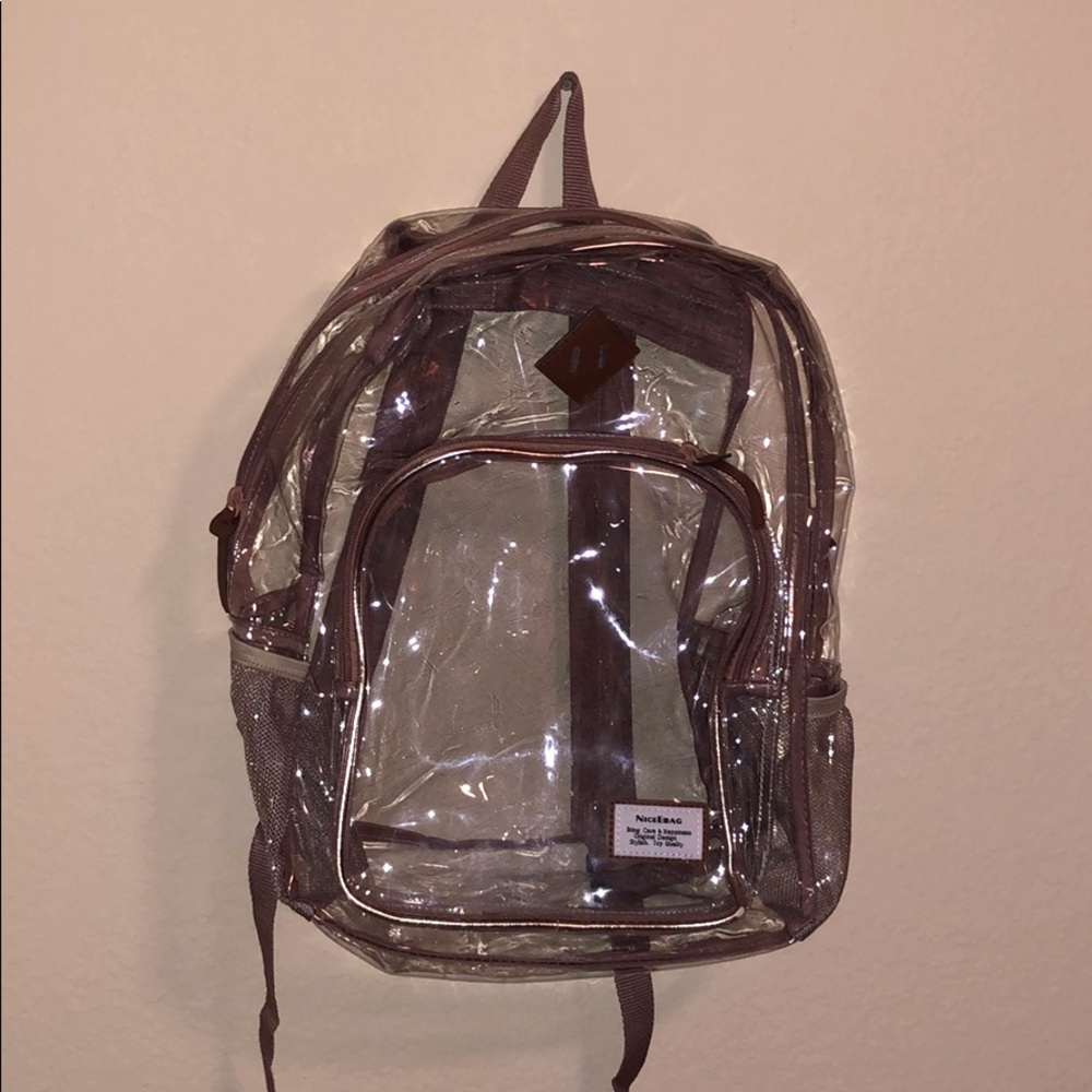 Clear Backpack with Rose Gold Accents